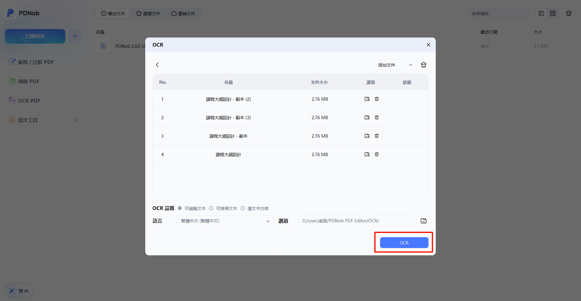 批次 OCR 處理文檔