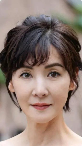空氣瀏海短髮 - 2025中年婦女短髮造型韓系代表