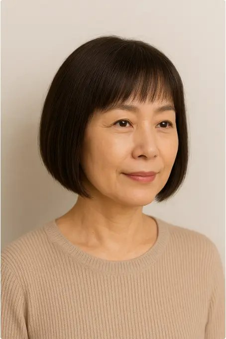 一刀切短直髮 - 2025中年婦女短髮造型俐落代表