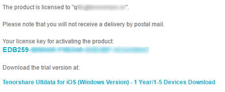 license information in mail