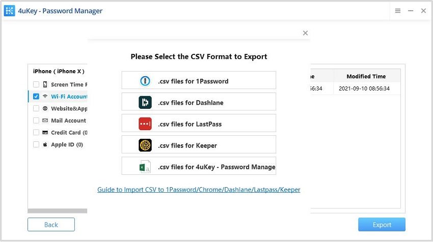 export password - ios password manager