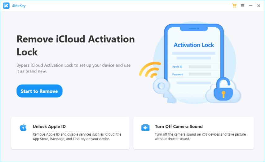 nyahkunci iCloud - antara muka 4MeKey