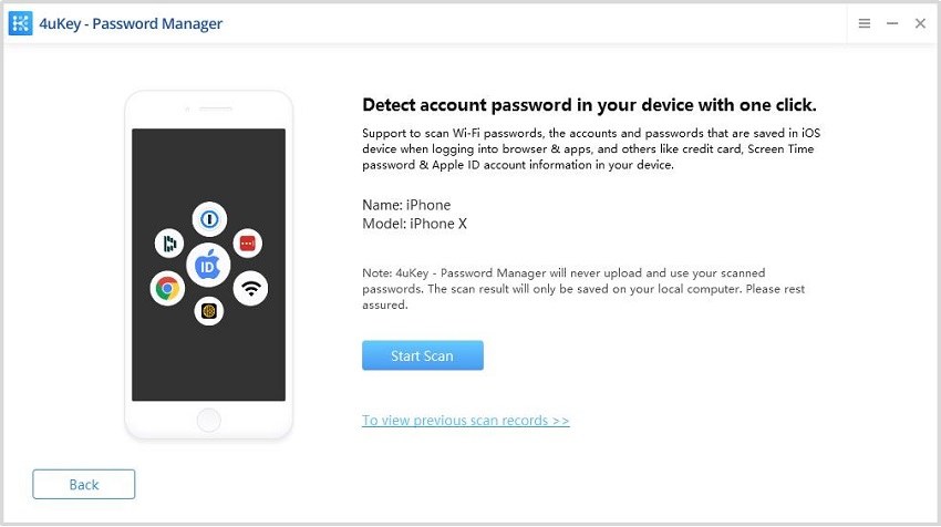 start scan - 4ukey password manager