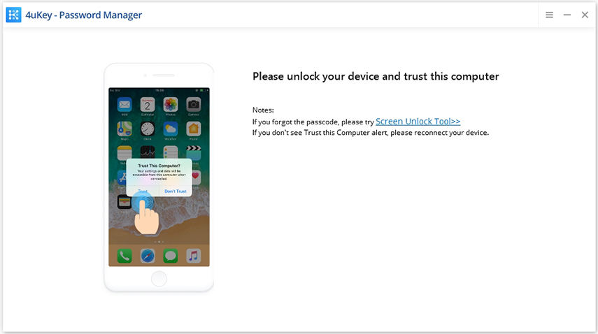 unlock your device and trust the computer - 4ukey password manager