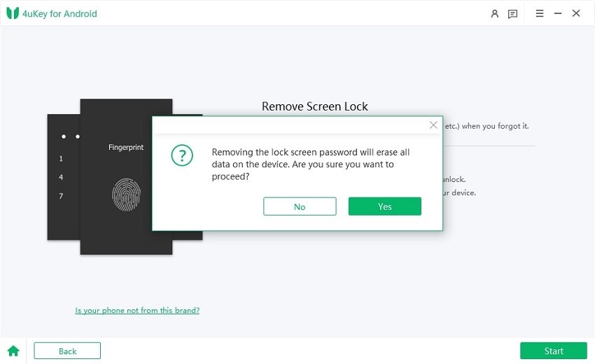 4ukey untuk android mengarah untuk mengesahkan bagi membuka kunci skrin