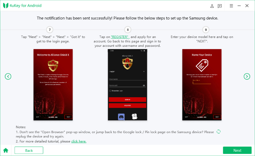 log into alliance shield 4ukey for android
