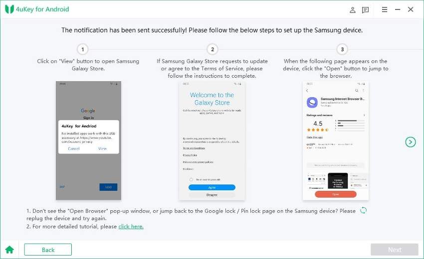go to samsung galaxy store - set up tenorshare 4ukey for android