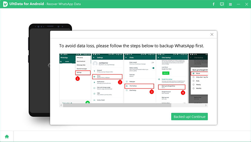ultdata untuk android menggesa untuk membuat sandaran whatsapp