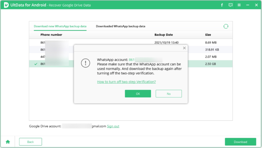 download whatsapp backup from google drive