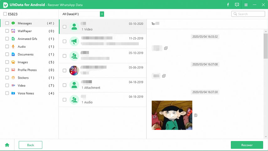 pratonton dan pulihkan data whatsapp yang hilang dengan ultdata untuk android
