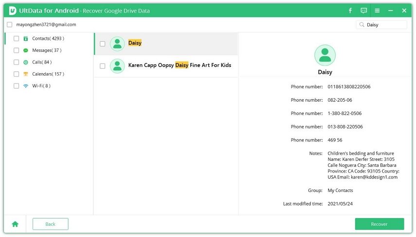 restore google contacts