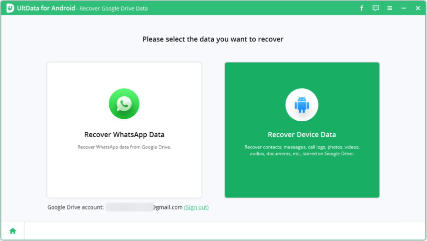 select recover device data feature
