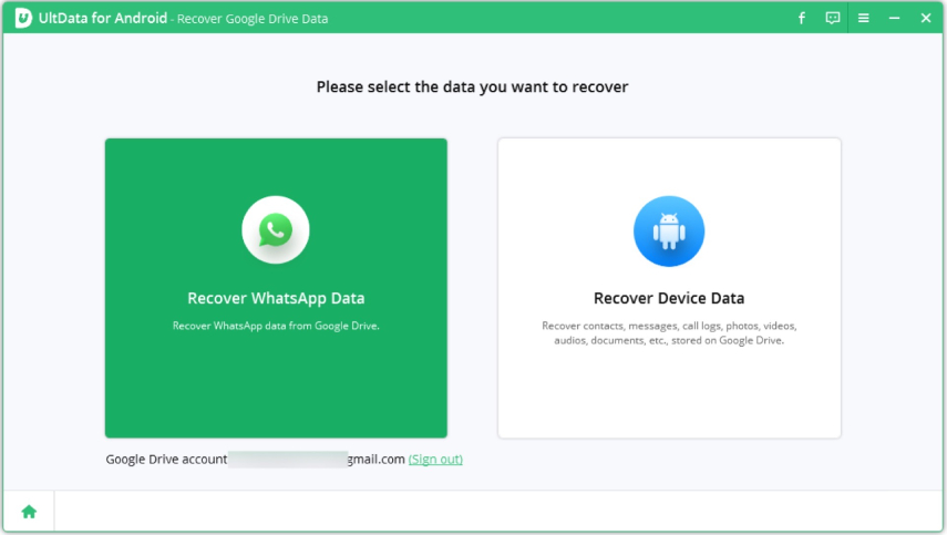 select recover whatsapp data feature
