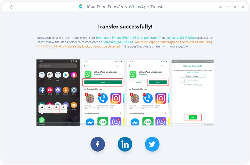 transfer whatsapp from iphone to android successfully