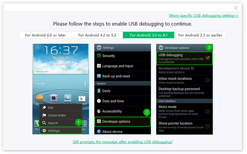 Tenorshare ReiBoot for Android enable Android with 3.0 to 4.1 usb debugging_3