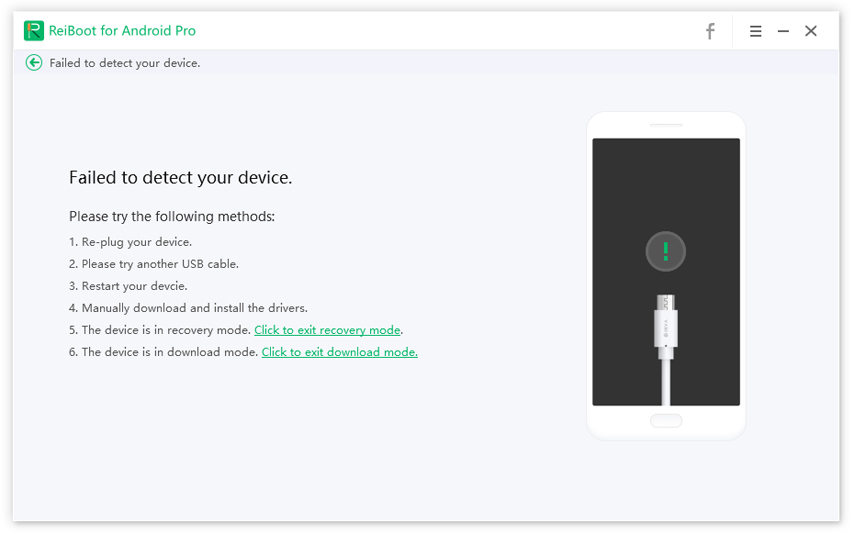 cannot detect your device when entering download mode with tenorshare reiboot for android