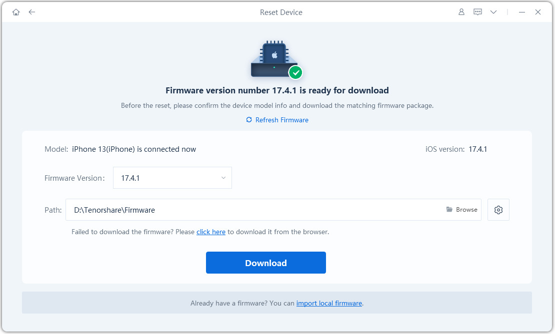 muat turun firmware untuk kilang reiboot