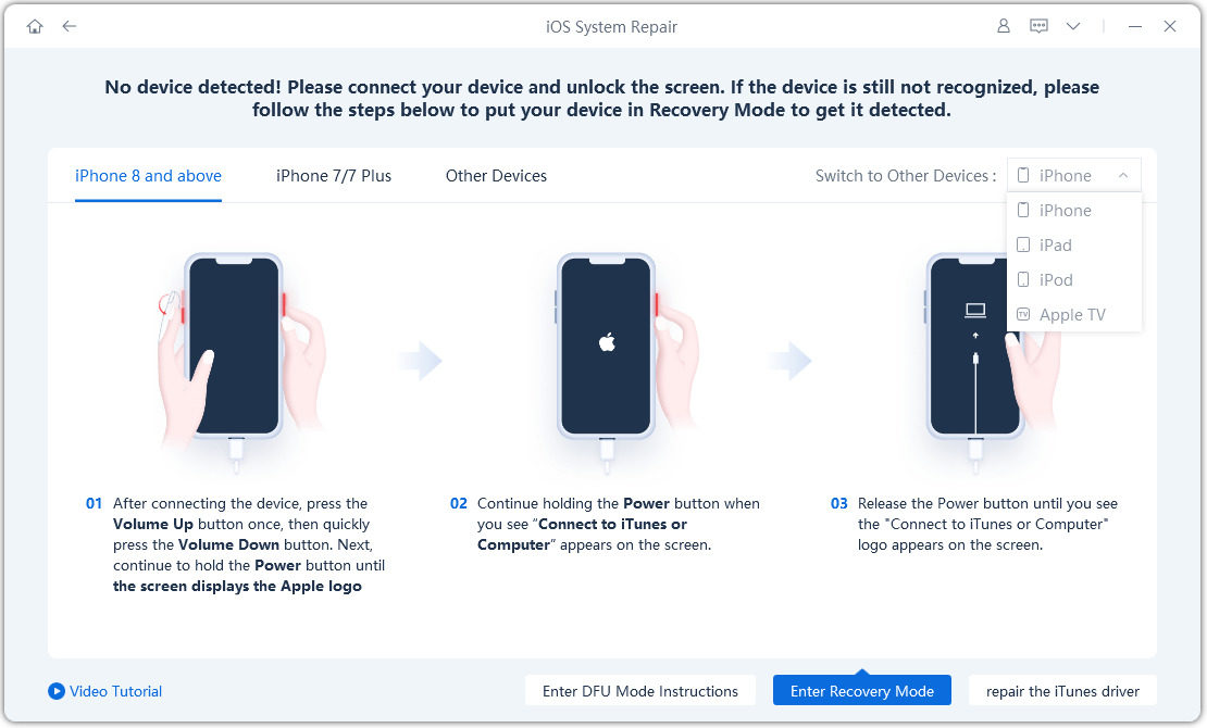 masukkan iphone anda ke dalam mod pemulihan dengan reiboot