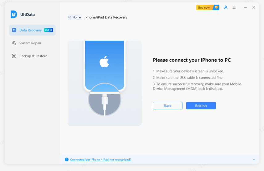 sambungkan peranti untuk memulihkan data dengan UltData