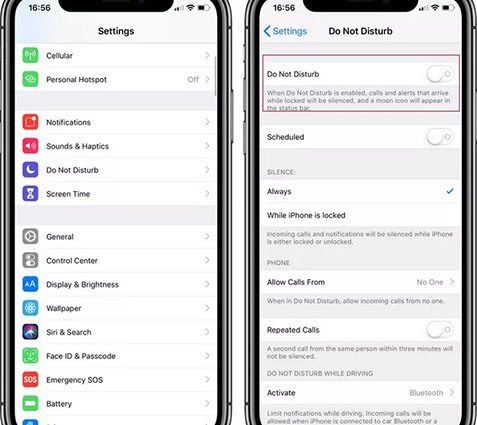 iphone notifications not working-turn off do not disturb