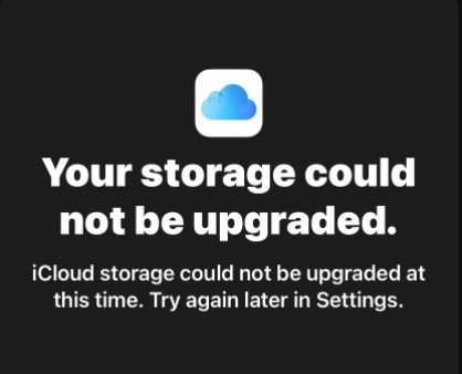 icloud storage could not be upgraded