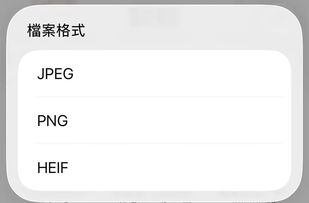 檔案 App 選擇 JPEG 輸出格式與檔案大小