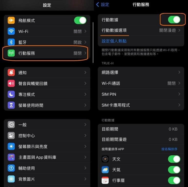 iPhone行動數據