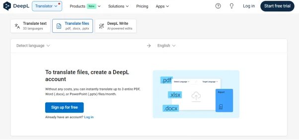 DeepL PDF翻譯界面