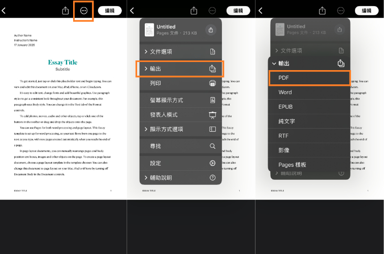 iphone using pages to convert pdf