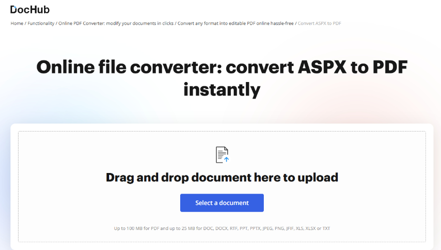 online dochub aspx to pdf converter