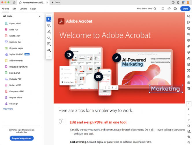 Adobe Acrobat Pro interface