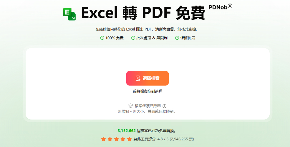 匯入你要進行轉換的 Excel 檔案