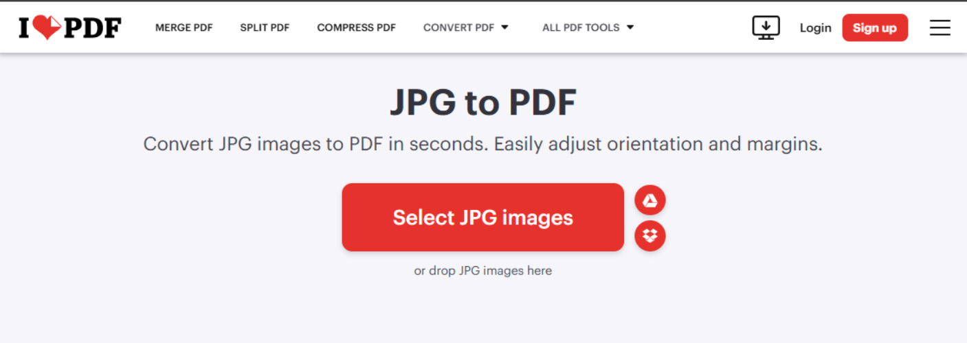 ilovepdf interface