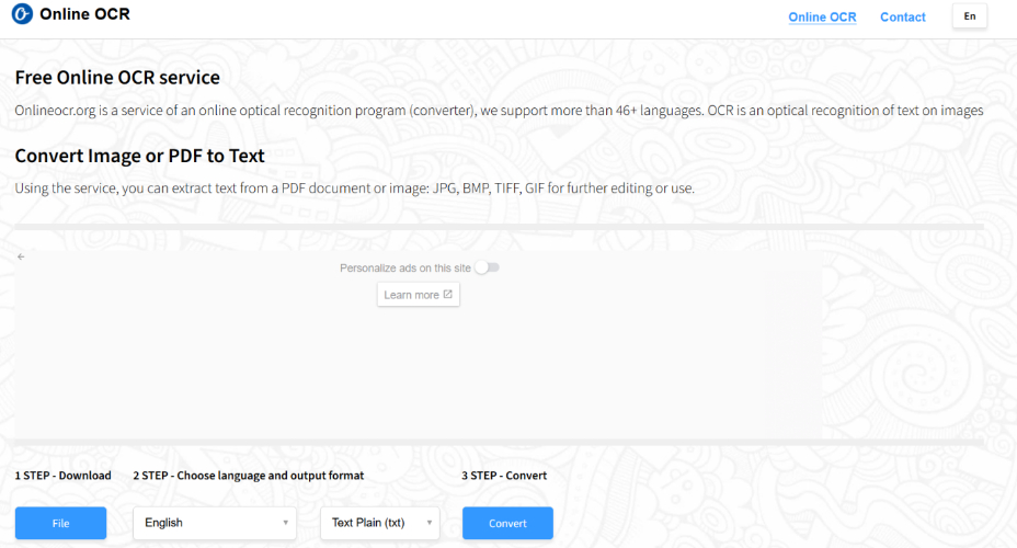 online ocr interface