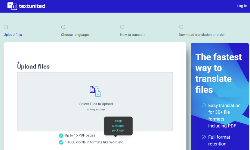 textunited online translate website