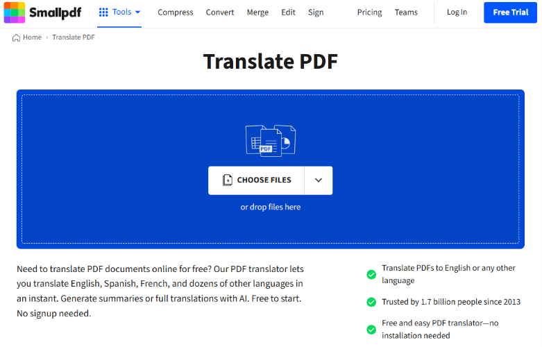 smallpdf translate pdf