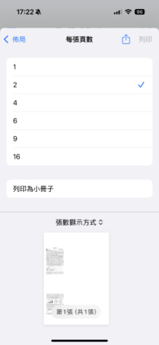 設定為每張2頁