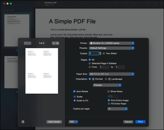 Mac 預覽程式PDF兩頁合併一頁