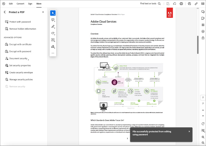 Adobe Acrobat file was successfully protected using the password.