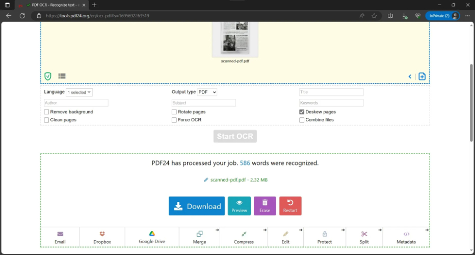 預覽 OCR 識別結果