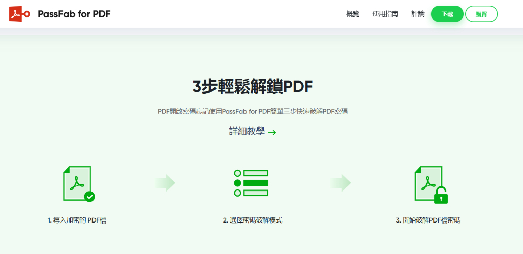 Passfab for PDF 官網版面