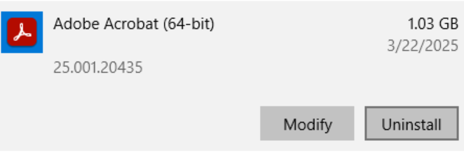 Adobe Acrobat 卸載