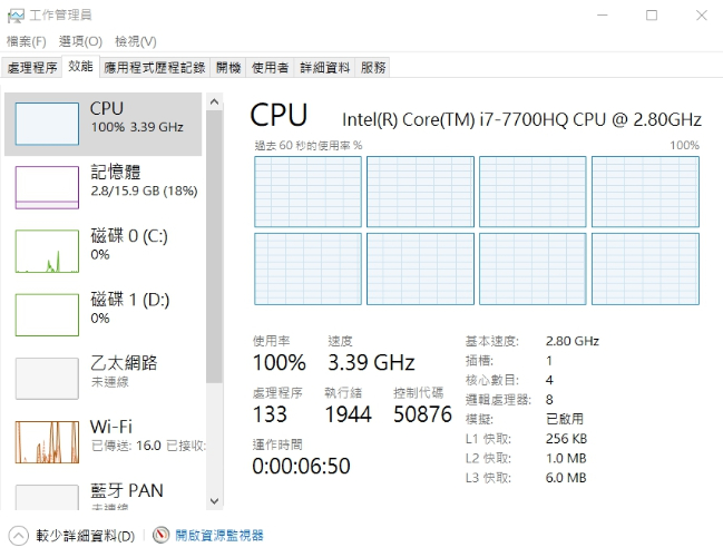Windows 設定並檢查 CPU 使用率