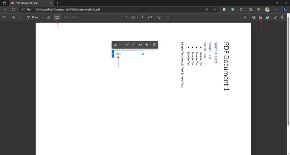 Microsoft Edge rotate page pdf