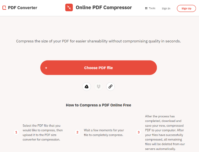 PDFConverter 線上壓縮功能版面