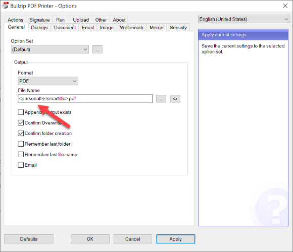 Bullzip PDF Printer print as pdf