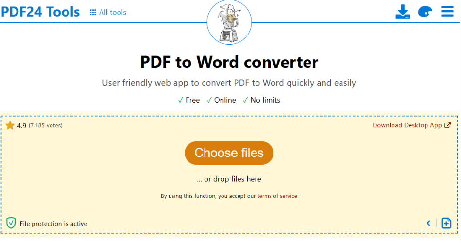 PDF24 Tools 線上pdf轉word 工具版面