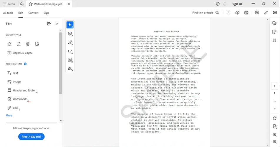 Adobe Acrobat add watermark