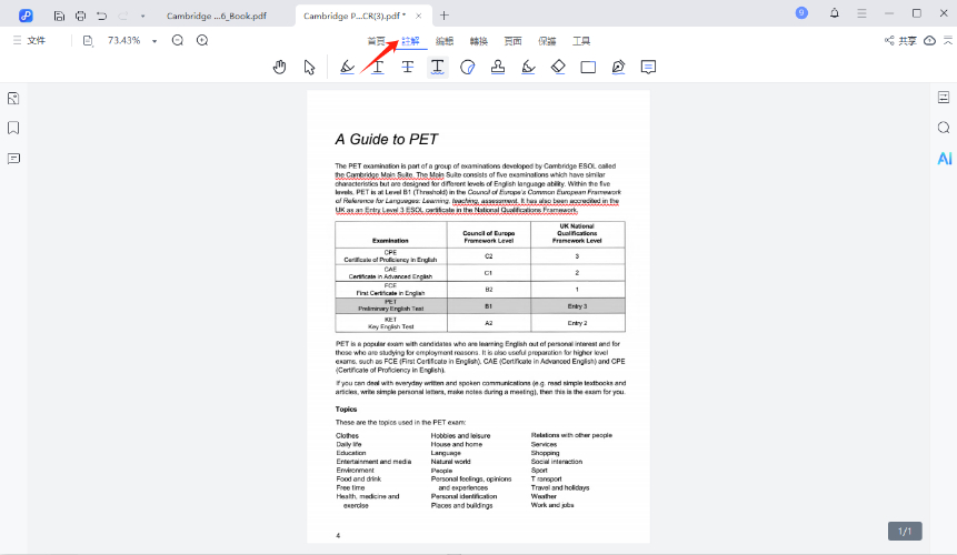 點選「註解」在PDF上增加各種註解