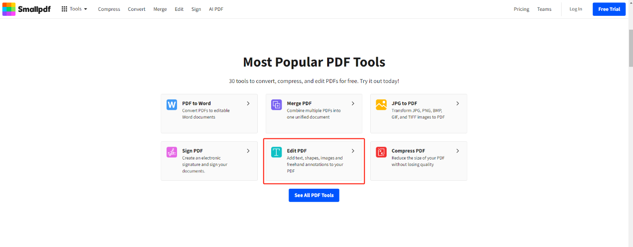 點選「編輯PDF」
